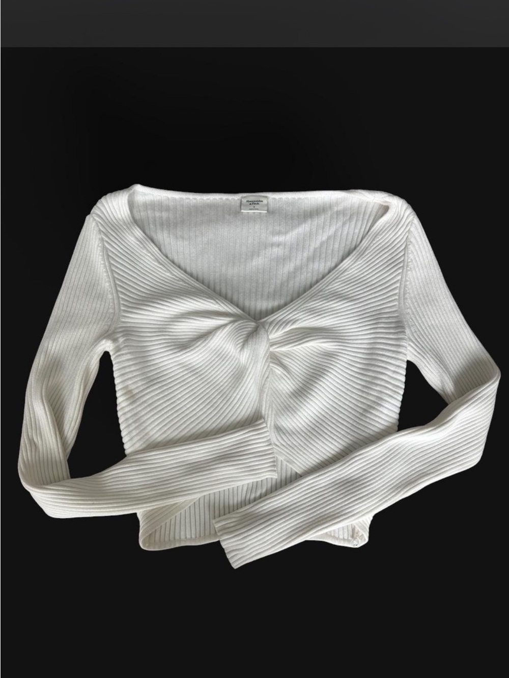 Abercrombie & Fitch White Twist-Front Ribbed Crop Top